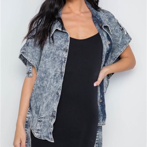 NOVA ACID WASH SHORT SLEEVE JACKET light wash - Picture 4 of 6